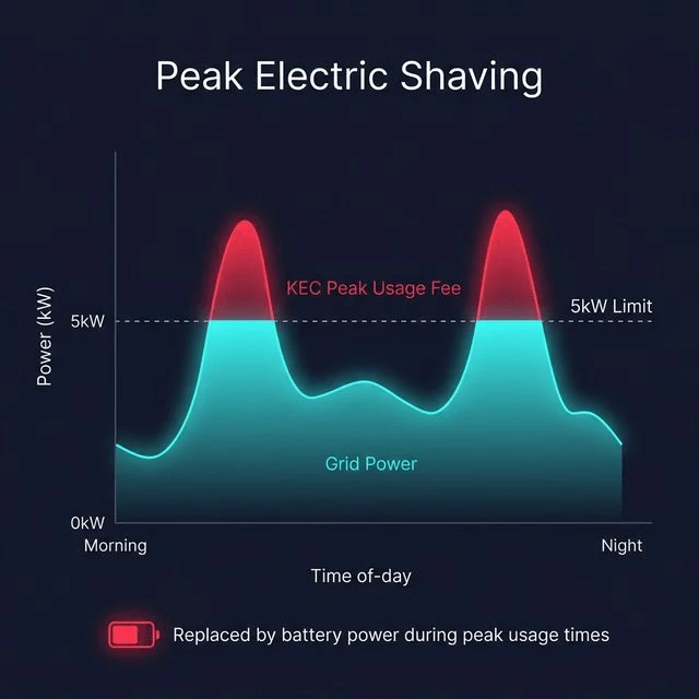 Battery peak shaving system illustration